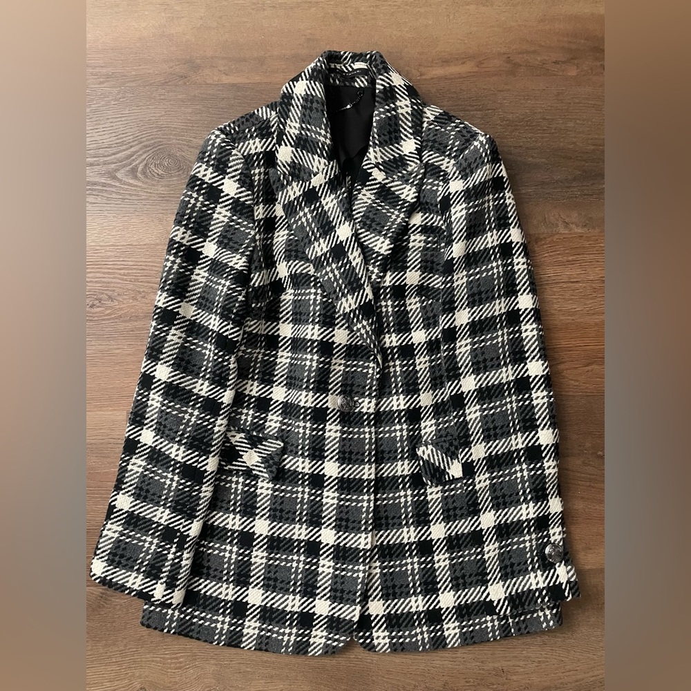 Elie Tahari Black & White Bouclé Wool Blend Blazer Size SP - Picture 5 of 11